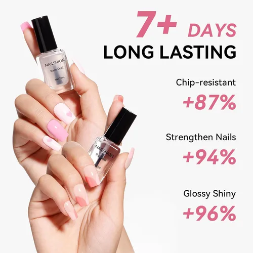 Miniatura 7 de Capa base y capa superior, esmalte de uñas regular transparente, rico en calcio VE secado rápido al aire fortalecimiento de uñas, sin gel, 2 piezas