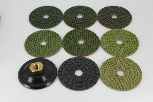 Miniatura 2 de TEMO Juego de discos de rueda de 8 piezas de 4 pulgadas con almohadilla de pulido húmeda de mármol de diamante que incluye un soporte