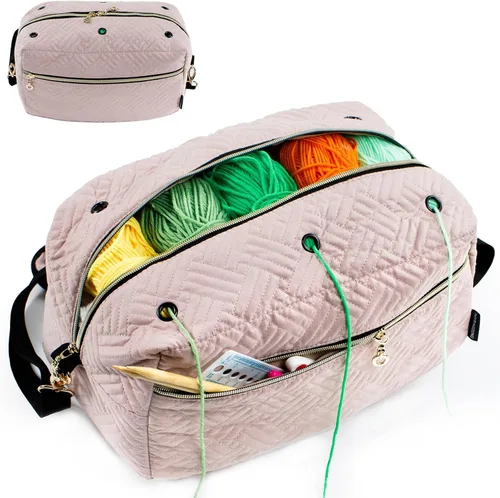 Miniatura 9 de MYBAGZING Organizador de bolsas de ganchillo - Bolsa de tejer - Organizador de almacenamiento de hilo - Bolsa de hilo para ganchillo - Soporte