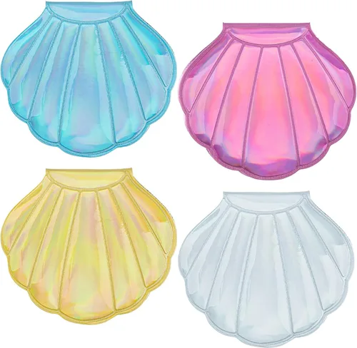 AUEAR, Paquete de 4 espejos con purpurina de doble cara, espejos de maquillaje de aumento de 4 colores, mini portátil plegable para bolso, bolso y
