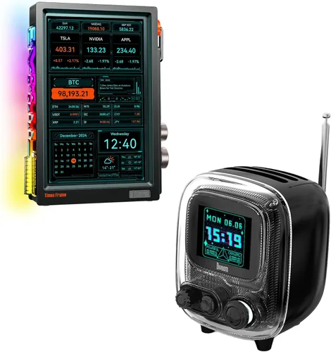 Divoom Times Frame - Marco de fotos digital de 10.1 pulgadas y altavoz Bluetooth portátil Tiivoo-2 con radio FM (negro)