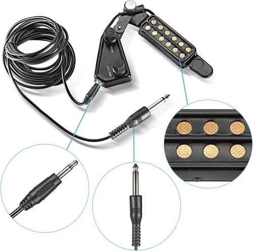 Miniatura 5 de TraderPlus 12 SoundHole - Transductor electroacústico de pastilla para guitarra, Preamplificador magnético para guitarra acústica con control