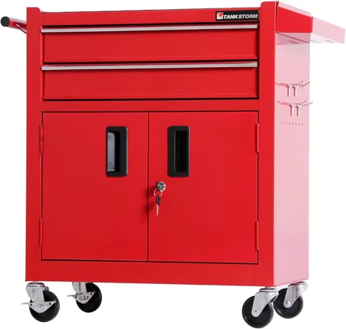 Miniatura 10 de Caja de herramientas resistente con carrito de acero rodante con puertas con cerradura (TZ12 Negro)