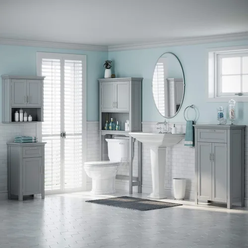Miniatura 4 de RiverRidge - gabinete de baño, 1 puerta, Madera Manufacturada, Gris