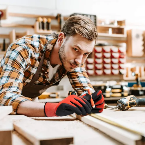 Miniatura 4 de COOLJOB Guantes de jardinería para hombres, 6 pares transpirables con revestimiento de goma para desmalezado de jardín, paisajismo, trabajo al aire