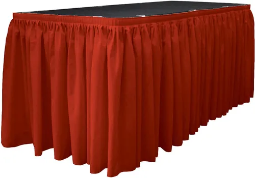 Miniatura 35 de LA Linen Falda de mesa de popelina de poliéster para mesas rectangulares, tela plisada para banquetes de boda, 14 pies por 29 pulgadas de largo