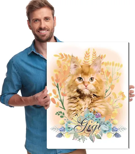Miniatura 10 de Artsadd Impresión conmemorativa personalizada de retrato de mascotas, regalos artísticos hechos en Estados Unidos, lienzo de memoria personalizado