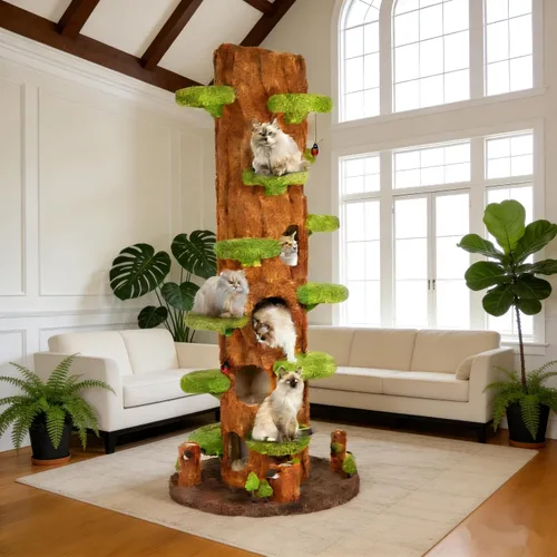 Miniatura 8 de KAMABOKO Bonito árbol para gatos de 42.5 pulgadas, árbol verde para gatos de interior, torre estética para gatos con forro polar de peluche