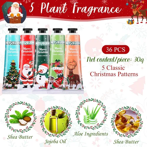 Miniatura 2 de 36 piezas de juegos de regalo de crema de manos de Navidad para manos secas y agrietadas, loción hidratante para manos, pequeña loción de viaje