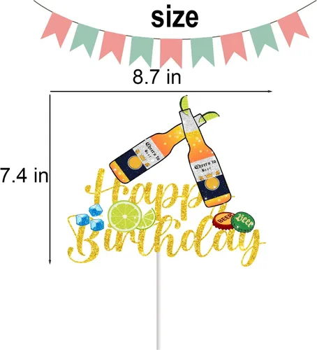 Miniatura 4 de Decoración de pastel de cerveza para hombres y mujeres, cumpleaños, Oktoberfest, suministros de fiesta temática de felicidad, vino, feliz 20, 30