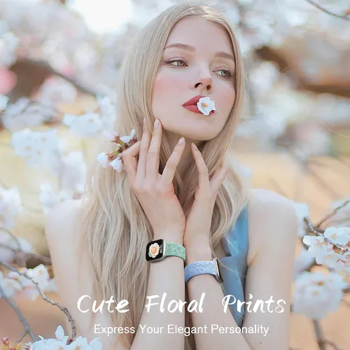 Miniatura 2 de SNBLK Paquete de 6 correas florales grabadas compatibles con Apple Watch de 40mm 41mm 42mm 38mm 44mm 45mm 46mm 49mm, mujeres y hombres, correa