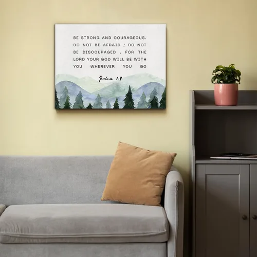 Miniatura 5 de TSUYAWU - Lona decorativa para pared con versículos bíblicos inspiradores, Josué 1:9, «be Strong and Courageous», impresiones enmarcadas, pinturas