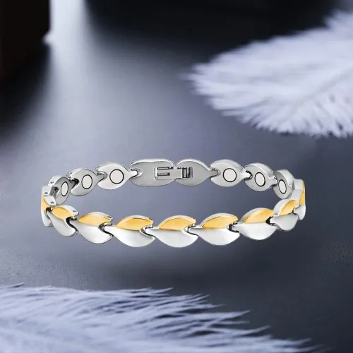 Miniatura 2 de Tobilleras magnéticas para mujer, tobillera magnética de plata de titanio puro, joyería magnética de moda (0029SW), Titanio