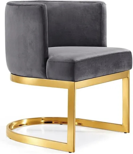 Miniatura 8 de Meridian Furniture Gianna Collection Modern Silla de comedor tapizada de terciopelo contemporáneo con marco de metal dorado pulido, 24 pulgadas
