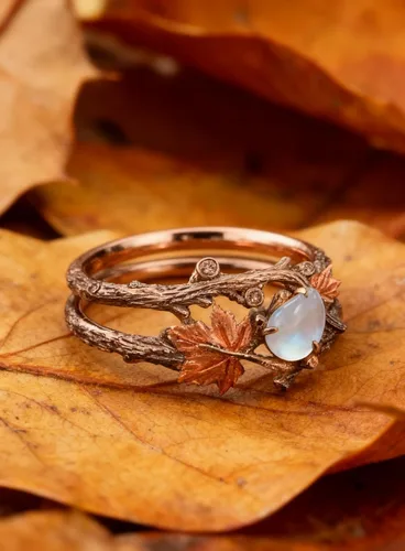 Miniatura 5 de Anillo de hoja de arce vintage, diseño de estilo natural de lujo, Metal, síntesis