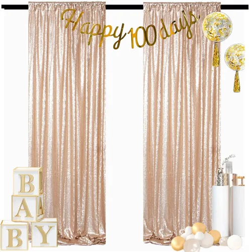 Miniatura 23 de ShinyBeauty PHOTOBOOTH - Fondo de tela de lentejuelas, telón de fondo de boda, telón de fondo óxido, cortinas de lentejuelas, cortinas de Negro