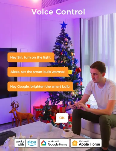 Miniatura 5 de Refoss Las bombillas inteligentes funcionan con Apple HomeKit, bombillas inteligentes que cambian de color compatibles con Siri, Alexa y Google