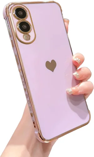 Miniatura 52 de phylla Funda de teléfono compatible con Samsung Galaxy A12 de 6.5 pulgadas, lindo corazón chapado en oro, elegante funda de lujo para mujer