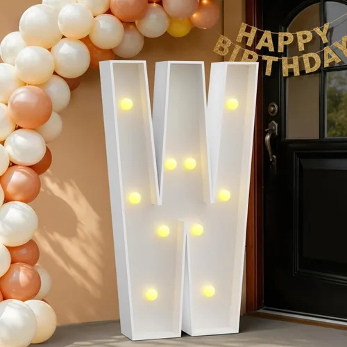 Miniatura 93 de IMPRSV Letras de mosaico iluminadas de marquesina, 4 pies para globos y fiestas, decoración de kit de arco