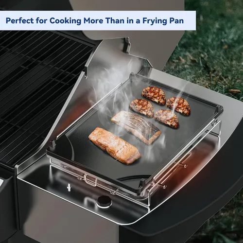 Miniatura 7 de Skyflame Plancha universal de hierro fundido, parrilla de gas plana con rejilla extraíble y bordes elevados, apto para la mayoría de parrillas