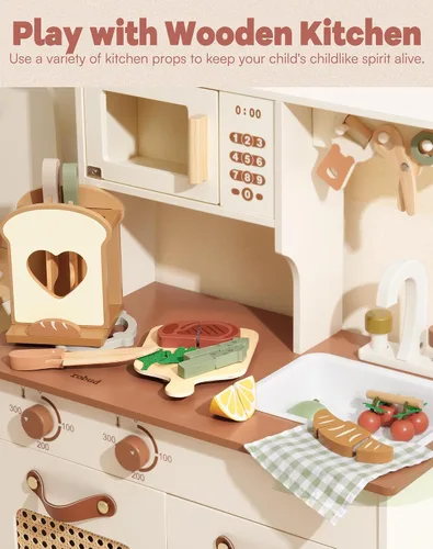 Miniatura 8 de ROBUD Juego de 16 cuchillos de cocina para niños, juego de cocina de madera, inspirados en Montessori, juguetes de cocina para niños pequeños