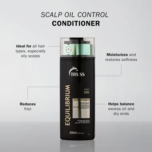 Miniatura 2 de TRUSS Acondicionador Equilibrium para cuero cabelludo graso, acondicionador hidratante con queratina y aceite de argán, fórmula equilibrante