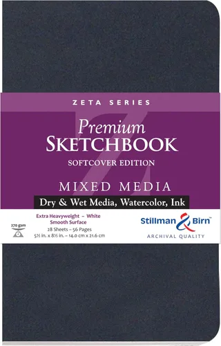 Miniatura 3 de Cuaderno de bocetos de pasta suave Stillman & Birn Serie Zeta, 14 cm x 8.9 cm, 270 g/m² (extra pesado), papel blanco, superficie lisa
