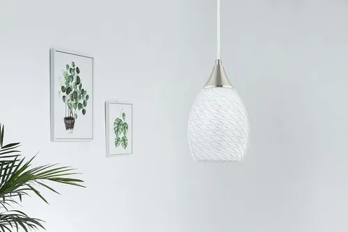 Miniatura 6 de Glassland Lámpara colgante, 1 luz de iluminación de cocina en níquel cepillado con vidrio blanco, certificación ETL
