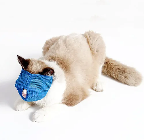 Miniatura 5 de Bozal de malla transpirable para gato, máscara de boca de gato, bolsa de restricción para aseo, antimordeduras, anti maullido, evita arañazos