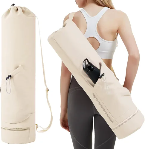 sportsnew Bolsa para esterilla de yoga con bolsillo para botella de agua y bolsillo inferior para artículos mojados, bolsa de transporte para
