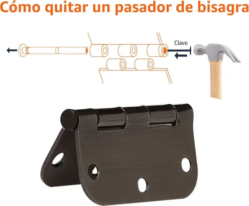 Miniatura 4 de Amazon Basics Bisagras redondeadas para puerta interior de radio 5/8, paquete de 18, bronce aceitado, 3.5 x 3.5 pulgadas Bronce frotado con aceite