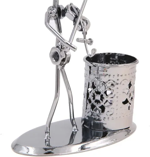 Miniatura 5 de Música Tema de Músico Sombrero de Hierro Hombre Arte de Acero Metal Personalidad Creativa Lápiz Titular de Lápiz Taza Olla Oficina Estudiantes