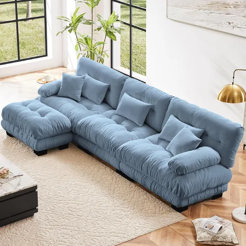 Miniatura 9 de KEIKI Sofá modular de 94 pulgadas con 4 almohadas, cómodo juego de sofá biplaza Cloud para sofá de asiento profundo suave y profundo, sofá biplaza