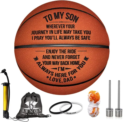Miniatura 9 de Baloncesto grabado de 29.5 pulgadas, pelota de juego personalizada para interiores y exteriores para hijo y nieto, nunca perderás, regalo de aliento