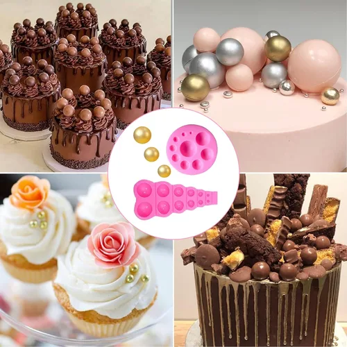 Miniatura 7 de MEMOVAN Molde de fondant de perlas 3D 2 unids Semi Esfera Bola Silicona Chocolate Molde Lollipop Molde de cúpula redonda Molde de silicona Mini