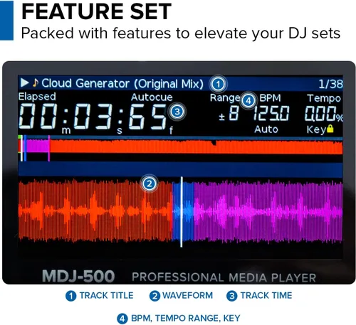 Miniatura 6 de Gemini Sound MDJ-500 - Reproductor de medios profesional para DJ, diseño compacto con rendimiento completo de funciones, compatible con Virtual DJ