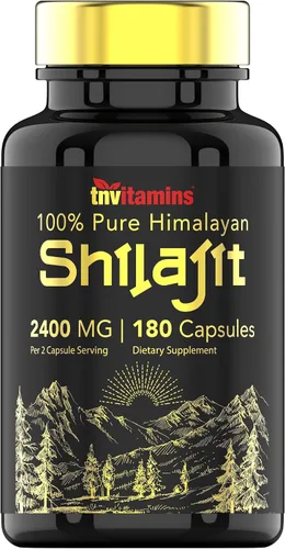 tnvitamins Shilajit Cápsulas de 2400 mg - 180 cápsulas | Cápsulas de resina Shilajit 100% pura del Himalaya para hombres y mujeres | Suministro de