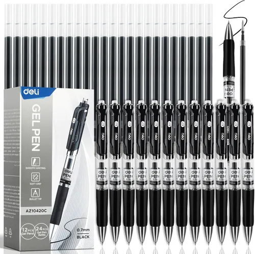 Miniatura 9 de deli Bolígrafos de gel, 100 bolígrafos retráctiles, tinta negra, punta media de 0.028 in, escritura suave, secado rápido, no se corren para tomar