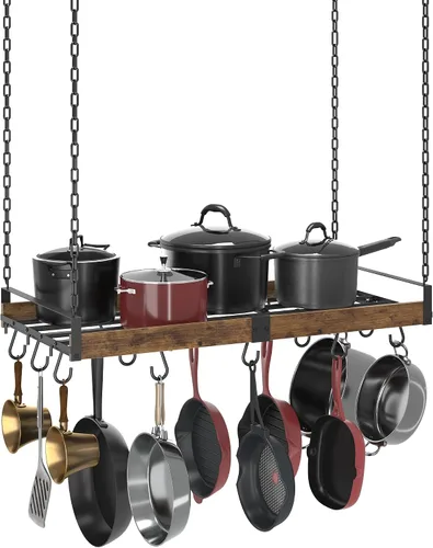 Miniatura 11 de Creso hom Estante Colgante para Ollas, 24x13 Pulgadas Colgadores de Ollas para Cocina, Estante Colgante para Sartenes con 12 Ganchos en Forma de S