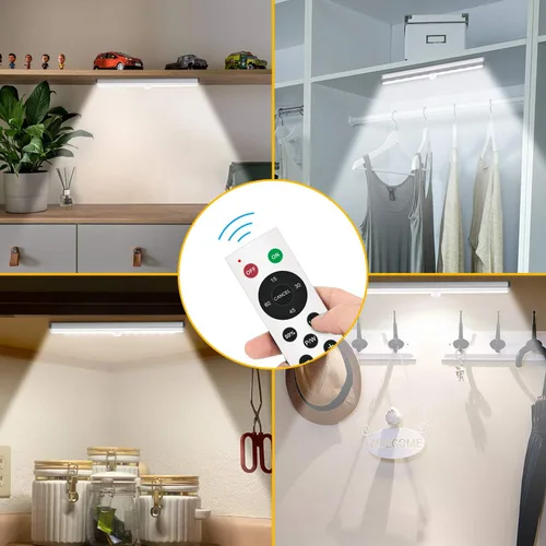 Miniatura 6 de Diomart Luz LED para armario, 20 LED, recargable, control remoto, iluminación debajo del gabinete, barra de luz nocturna inalámbrica para cualquier