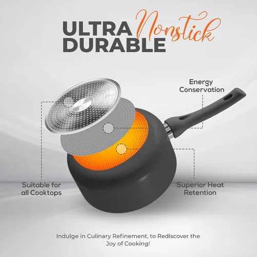 Miniatura 4 de Utopia Kitchen, olla antiadherente de 2 cuartos con tapa de cristal, multiusos, para el hogar, cocina o restaurante