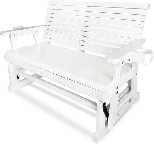 Miniatura 14 de Fortune Candy Planeador de Patio con Portavasos, Respaldo Alto Reclinable y Asiento Contorneado Profundo, Capacidad 800 Libras (Marrón, 2 Plazas)