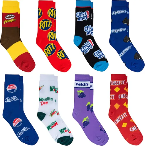 Miniatura 2 de Crazy Socks, Snack & Junk Food Themes, Fun Silly Novelty Crew, Large, Fun 8 Pack