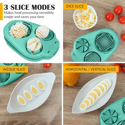 Miniatura 3 de CraftyCrocodile Cortador de Huevos para Huevos Duros - 3 Modos de Corte, Cortador de Huevos, Picador de Acero Inoxidable Resistente - Herramienta