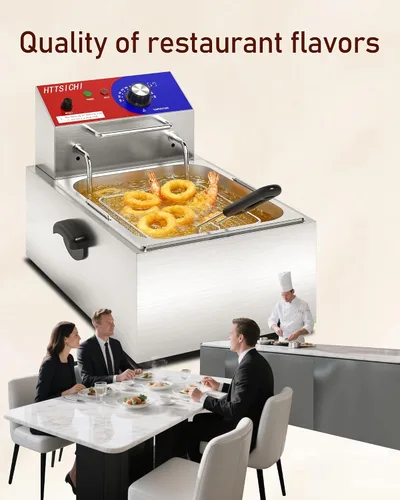 Miniatura 8 de Freidora Comercial Profunda - Freidora Eléctrica Profunda de 12 L con Cesta de 6 L, Freidora Comercial Profunda con Cesta, Freidora de Acero