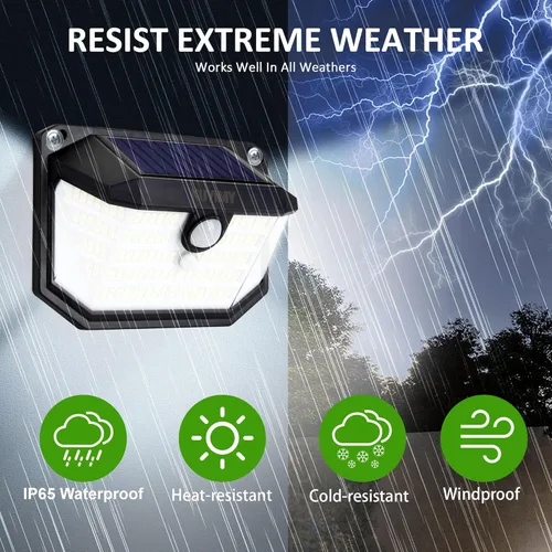 Miniatura 4 de Luces solares para exteriores, 230 LED con sensor de movimiento y 3 modos, impermeabilidad IP65, luz de ángulo amplio de 270°, luces de pared