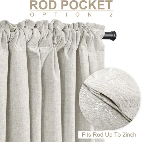 Miniatura 4 de 100% Blackout Shield - 2 cortinas opacas de lino, con presillas traseras/bolsillo para cortinero y aislamiento térmico, para el hogar, 50 pulgadas