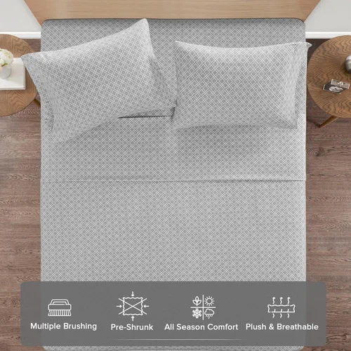 Miniatura 3 de Comfort Spaces - Juego de cama de franela de algodón cálido y transpirable con sábanas de bolsillo profundo y fundas de almohada, tamaño Cal King