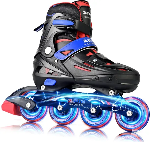 2PM SPORTS Patines en línea para niños y niñas de edades 5-8, 8-12, 3-5, 4-8, 6-12 con ruedas que se iluminan, patines de ruedas ajustables para