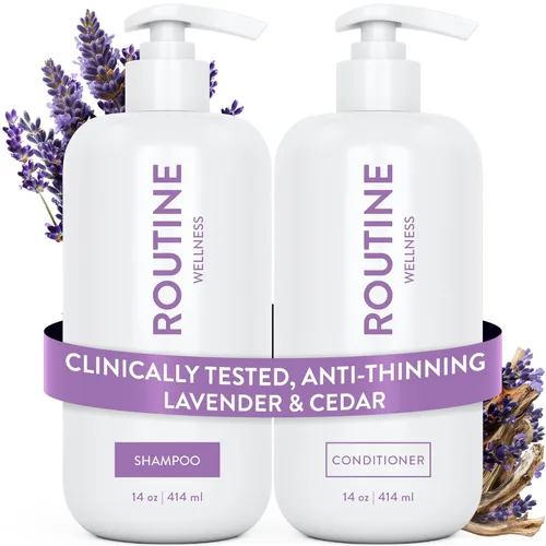 Routine Wellness - Juego de champú y acondicionador para cabello más fuerte, con biotina, seguro para color, sin sulfato, vegano, clínicamente